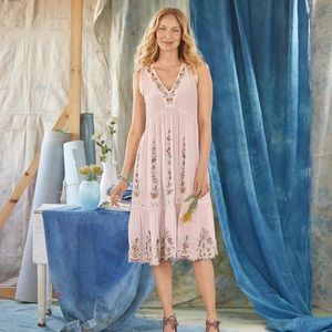 Sundance Esmee Silk Embroidered Midi Dress